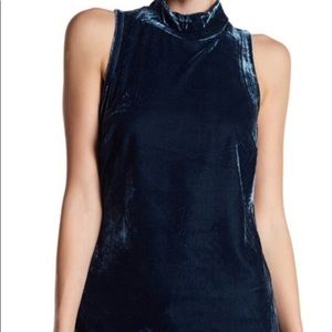 J. CREW NWT Velvet Mock Neck Sleeveless Top In Midnight Navy Blue Size Small